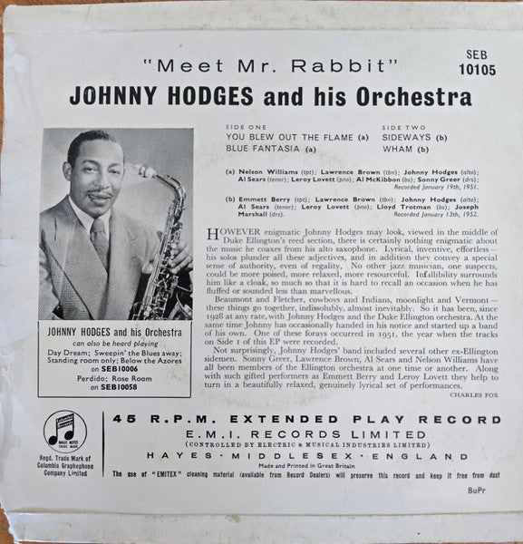 Johnny Hodges And His Orchestra : Meet Mr. Rabbit (7", EP)