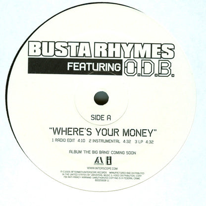 Busta Rhymes Featuring O.D.B.* : Where's Your Money (12")