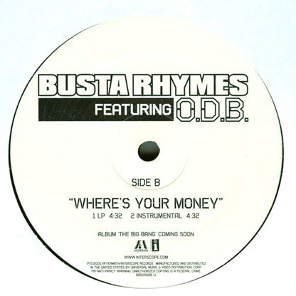 Busta Rhymes Featuring O.D.B.* : Where's Your Money (12")