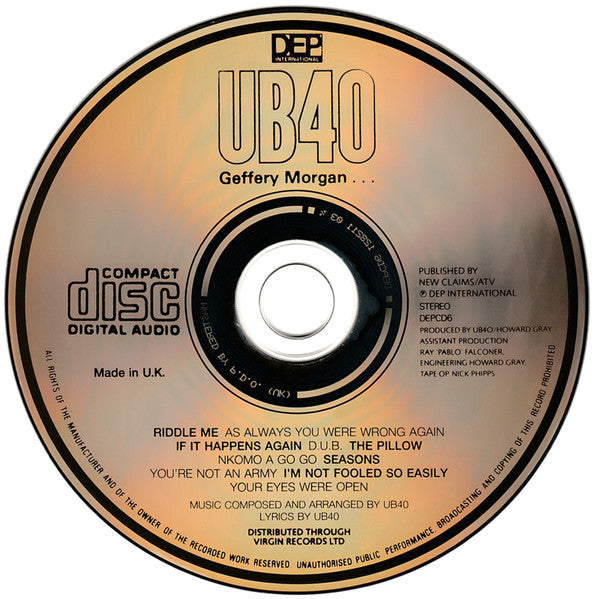 UB40 : Geffery Morgan (CD, Album)