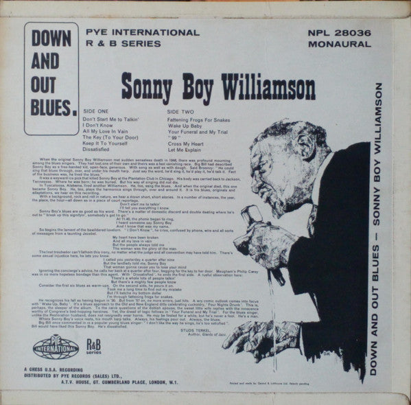 Sonny Boy Williamson (2) : Down And Out Blues (LP, Album, Mono)