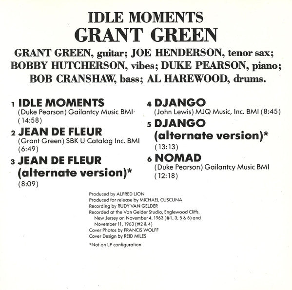 Grant Green : Idle Moments (CD, Album, RE)