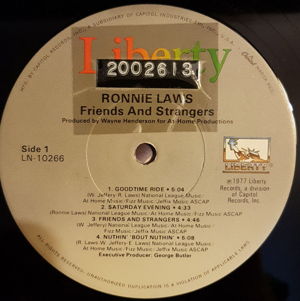 Ronnie Laws : Friends And Strangers (LP, Album, RE)
