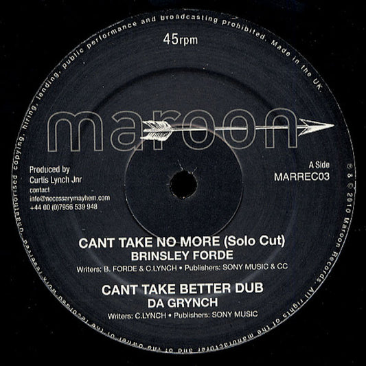 Brinsley Forde / Blackout Ja : Can't Take No More (12")
