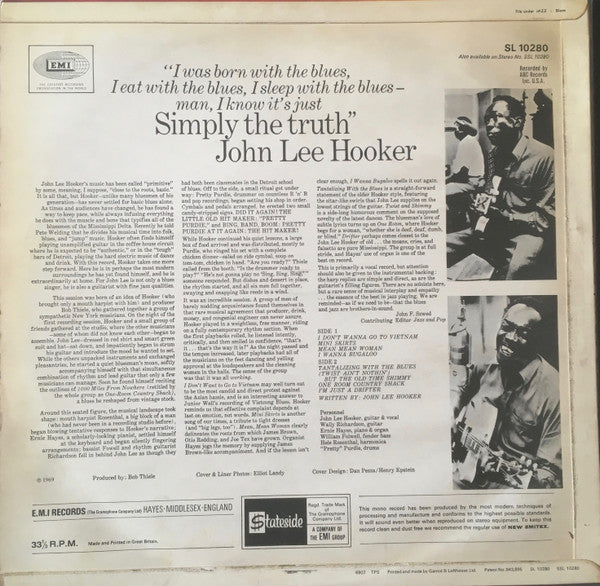 John Lee Hooker : Simply The Truth (LP, Album, Mono)