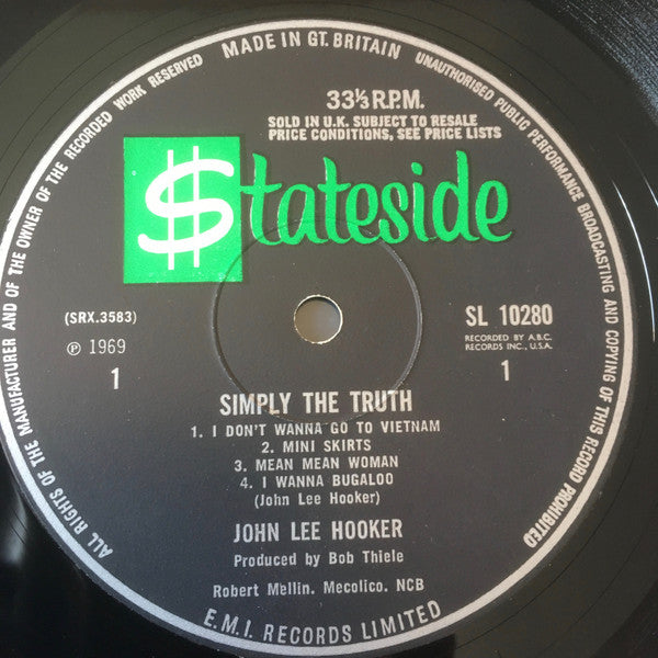 John Lee Hooker : Simply The Truth (LP, Album, Mono)