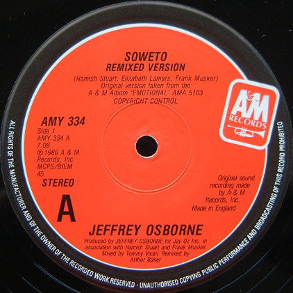 Jeffrey Osborne : Soweto (12")