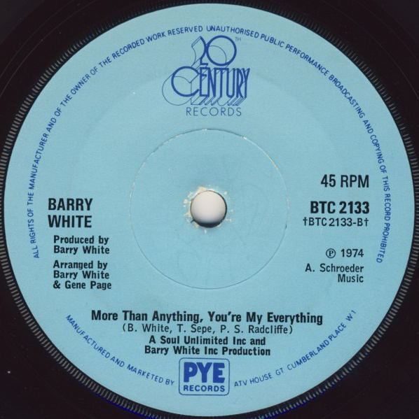 Barry White : You're The First, The Last, My Everything (7", Single, Sol)