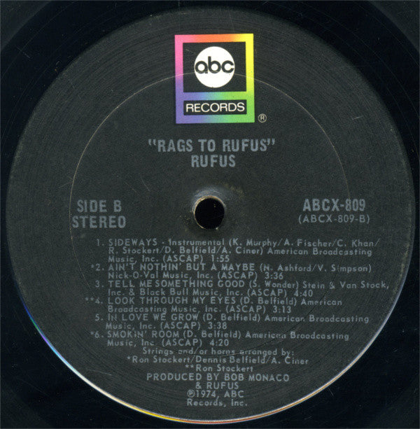 Rufus Featuring Chaka Khan : Rags To Rufus (LP, Album, Bla)