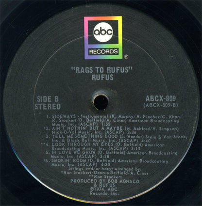 Rufus Featuring Chaka Khan : Rags To Rufus (LP, Album, Bla)