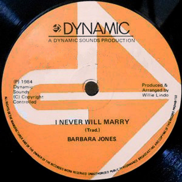 Barbara Jones : I Never Will Marry / Don't Stay Away (12", Single)
