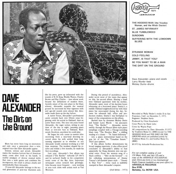 Dave Alexander (7) : The Dirt On The Ground (LP, Album)