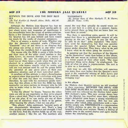 The Modern Jazz Quartet : Between The Devil And The Deep Blue Sea / Yesterdays (7", EP, 3-p)