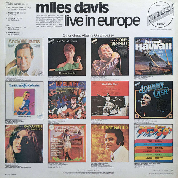 Miles Davis : Live In Europe (LP, Album, RE)