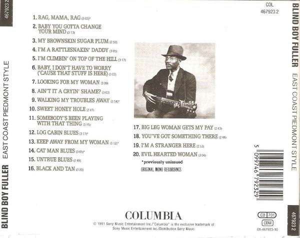 Blind Boy Fuller : East Coast Piedmont Style (CD, Comp, Mono)