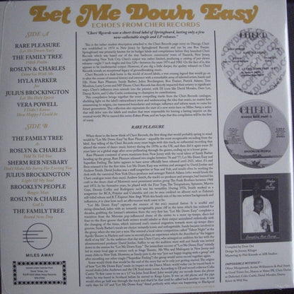 Various : Let Me Down Easy (Echoes From Cheri Records) (LP, Comp)