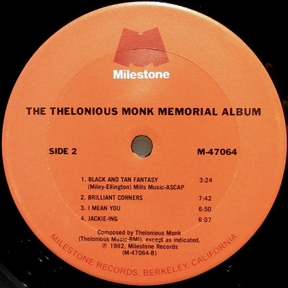 Thelonious Monk : The Thelonious Monk Memorial Album (2xLP, Comp, Mono, Gat)