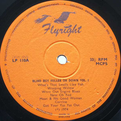 Blind Boy Fuller : On Down. Vol. 1 (LP, Comp, Mono, Ltd, RP)