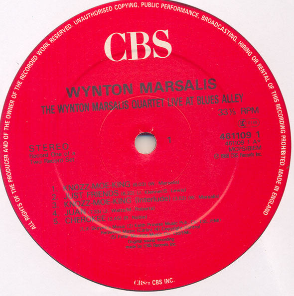 Wynton Marsalis : The Wynton Marsalis Quartet Live At Blues Alley (2xLP, Album)