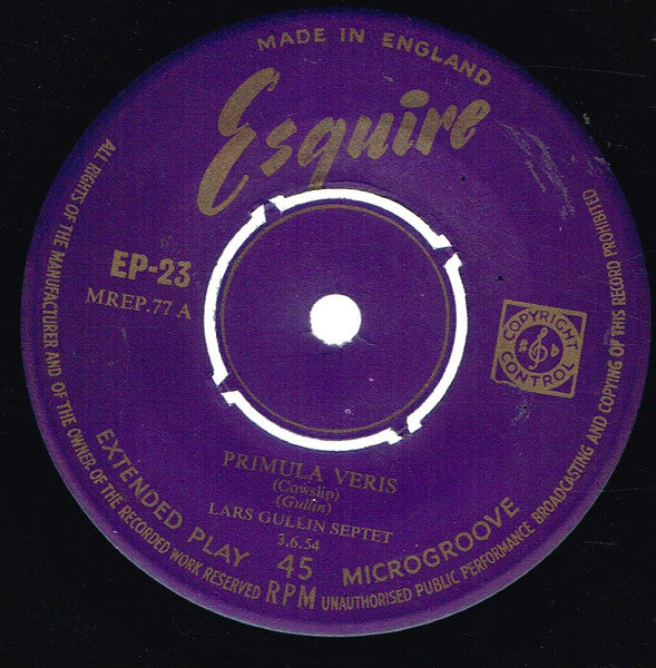 Lars Gullin Septet : Primula Veris/Laburnum Vulgare (Vol.1) (7", EP)