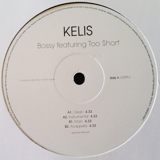 Kelis Featuring Too Short : Bossy (12", Promo)