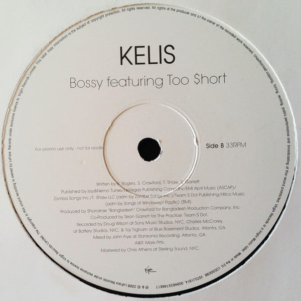 Kelis Featuring Too Short : Bossy (12", Promo)