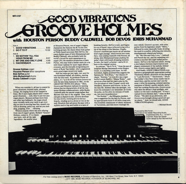 Richard "Groove" Holmes : Good Vibrations (LP, Album)