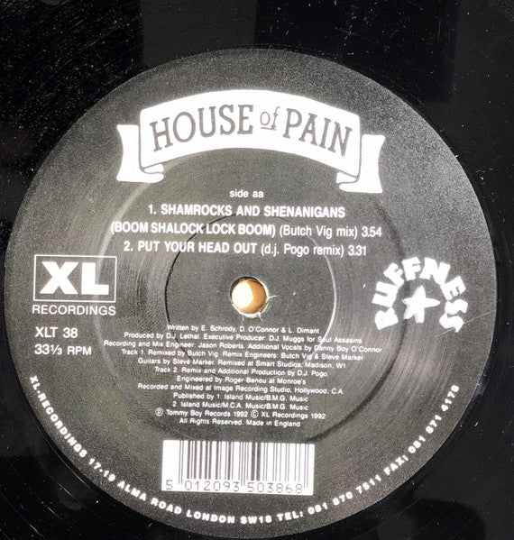 House Of Pain : Shamrocks And Shenanigans (Boom Shalock Lock Boom) (12")