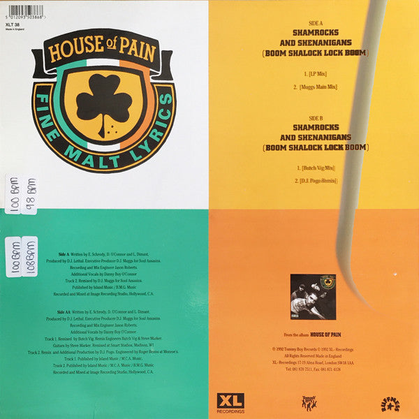 House Of Pain : Shamrocks And Shenanigans (Boom Shalock Lock Boom) (12")