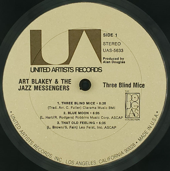 Art Blakey & The Jazz Messengers : Three Blind Mice (LP, Album, RE)