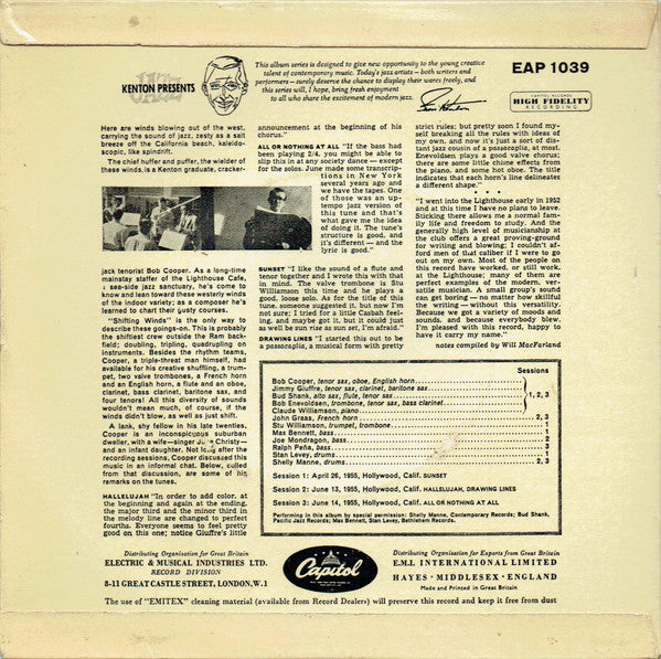 Bob Cooper Featuring Jimmy Giuffre - Claude Williamson : Shifting Winds (No. 3) (7", EP)