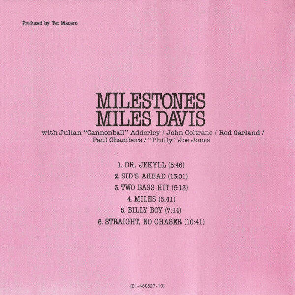 Miles Davis : Milestones (CD, Album, Mono, RE, RM)