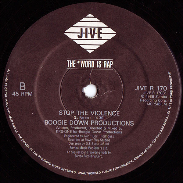 Boogie Down Productions : My Philosophy / Stop The Violence (12")