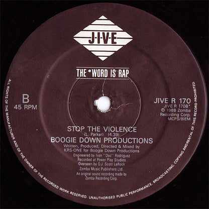 Boogie Down Productions : My Philosophy / Stop The Violence (12")