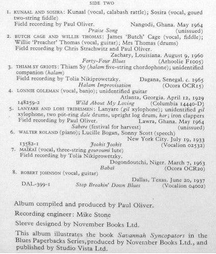 Various : Savannah Syncopators (African Retentions In The Blues) (LP, Album, Comp, Mono)