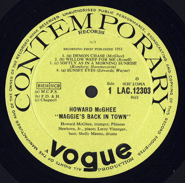 Howard McGhee : Maggie's Back In Town!! (LP, Mono)