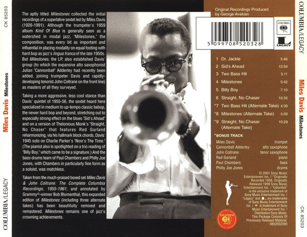 Miles Davis : Milestones (CD, Album, RE, RM)
