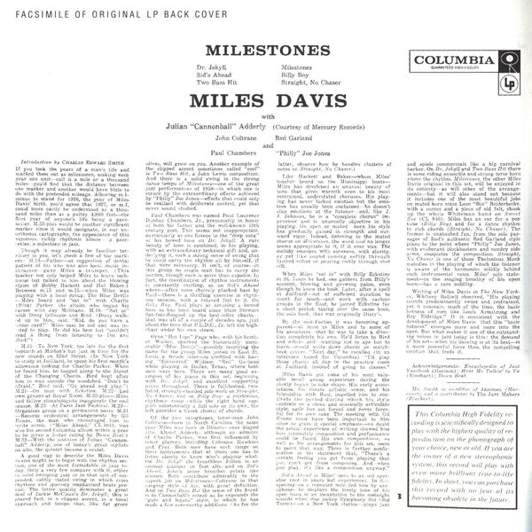 Miles Davis : Milestones (CD, Album, RE, RM)