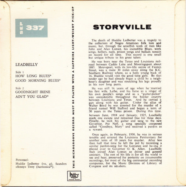 Leadbelly : How Long Blues (7", EP)
