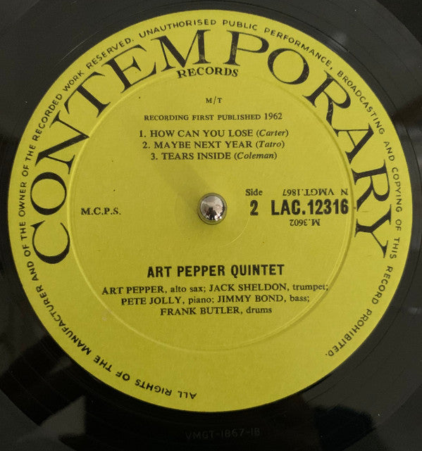 Art Pepper Quintet : Smack Up (LP, Album, Mono)