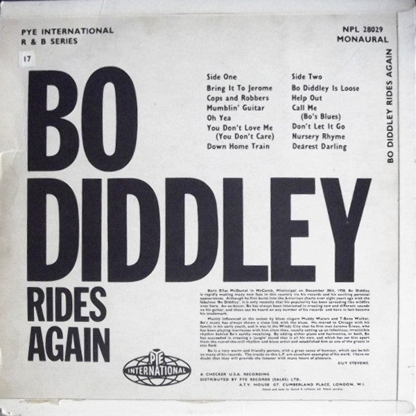Bo Diddley : Bo Diddley Rides Again (LP, Album, Mono)