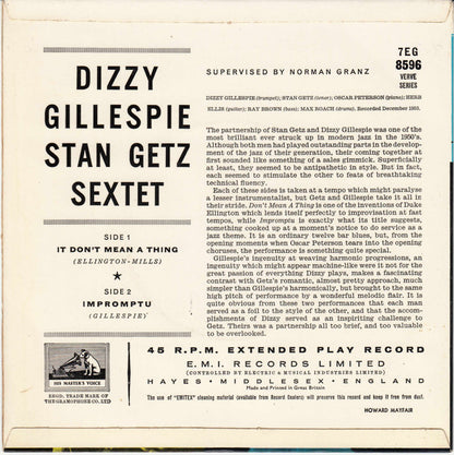Dizzy Gillespie & The Stan Getz Sextet : Dizzy Gillespie / Stan Getz Sextet (7", Mono)