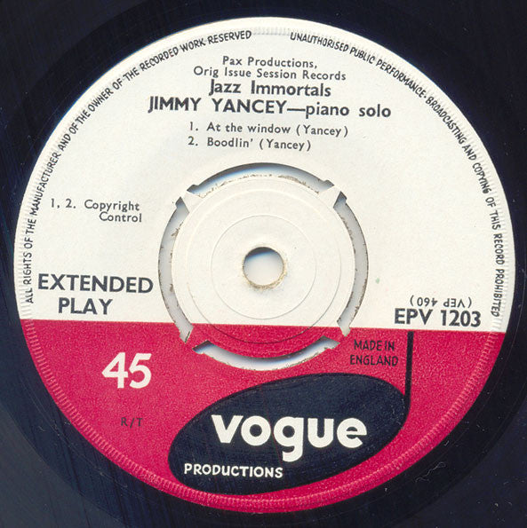 Jimmy Yancey : Jimmy Yancey (7", EP)