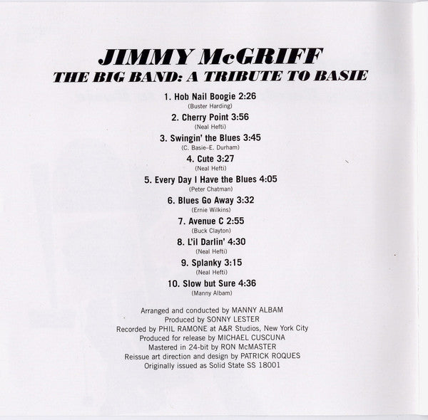 Jimmy McGriff : The Big Band: A Tribute To Basie (CD, Album, RE, RM)