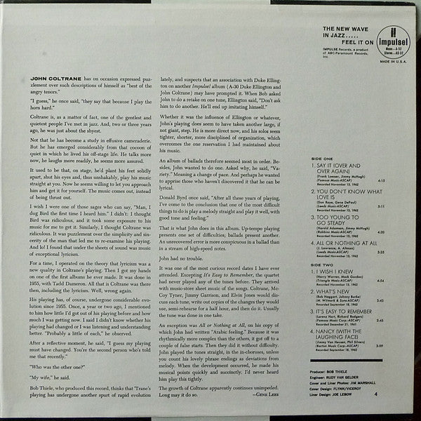 John Coltrane Quartet* : Ballads (LP, RE, Gat)