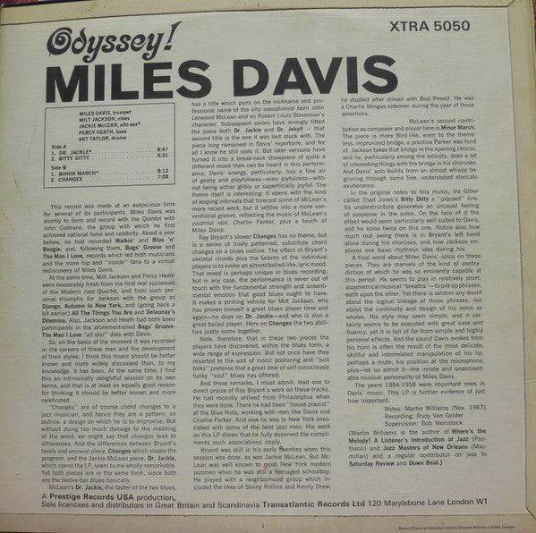 Miles Davis : Odyssey! (LP, Album, RE)
