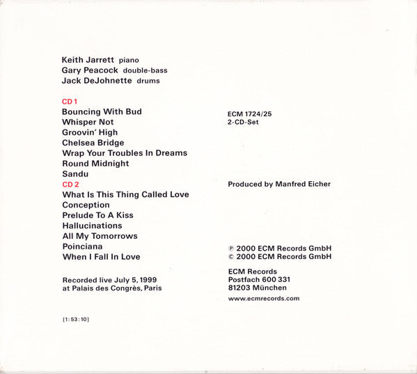 Keith Jarrett / Gary Peacock / Jack DeJohnette : Whisper Not (Live In Paris 1999) (2xCD, Album)