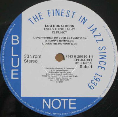 Lou Donaldson : Everything I Play Is Funky (LP, Album, RE)