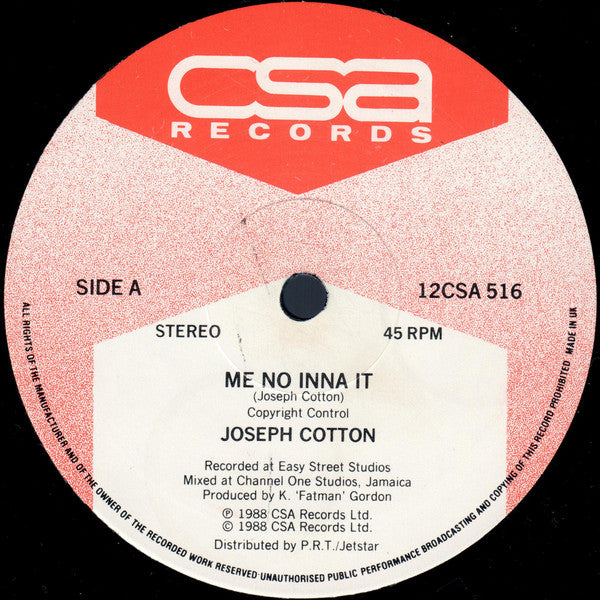 Joseph Cotton : Me No Inna It / Yuh A Mi Lover (12")