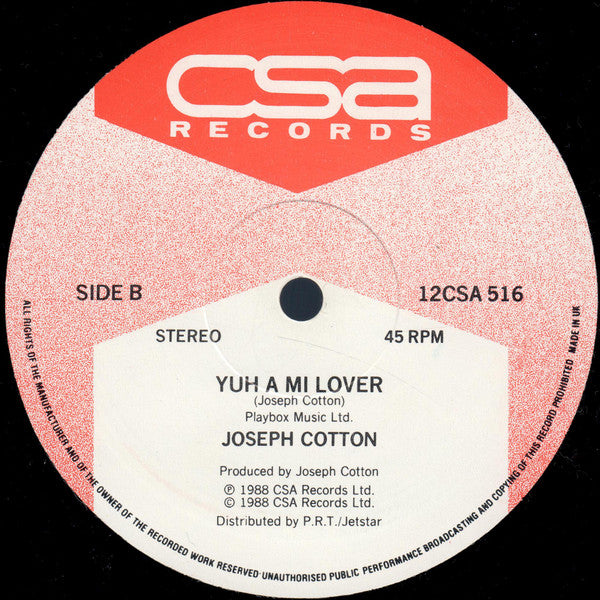 Joseph Cotton : Me No Inna It / Yuh A Mi Lover (12")